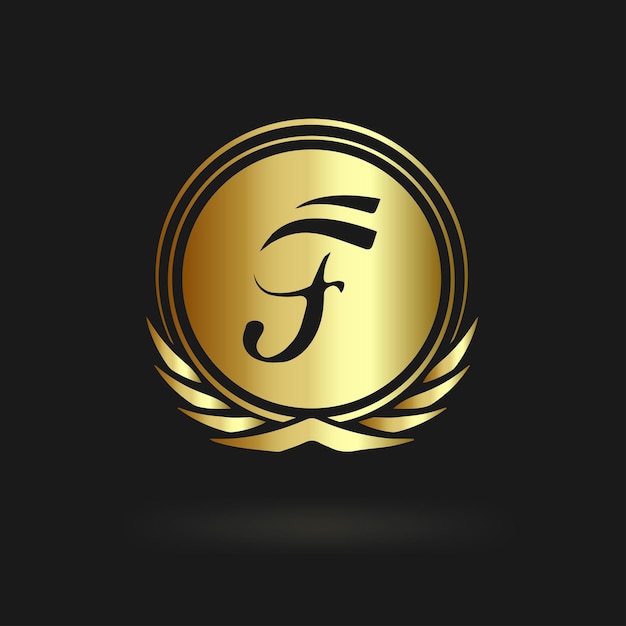 Diseño de logotipo en letras doradas y hojas de lujo y color real.