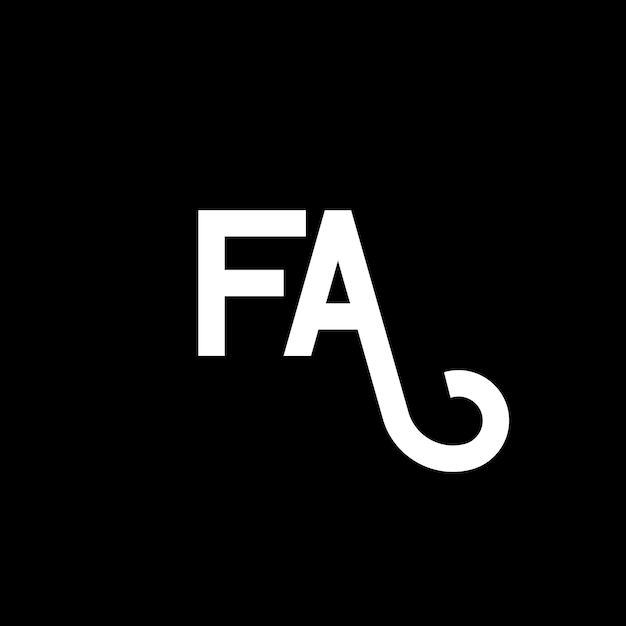 Diseño del logotipo con letras FA sobre fondo negro FA iniciales creativas concepto del logotipo de letra FA diseño de letras FA diseño de letra blanca sobre fondo negro F A f a logotipo