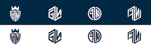 Diseño del logotipo de las letras FN NF de moda
