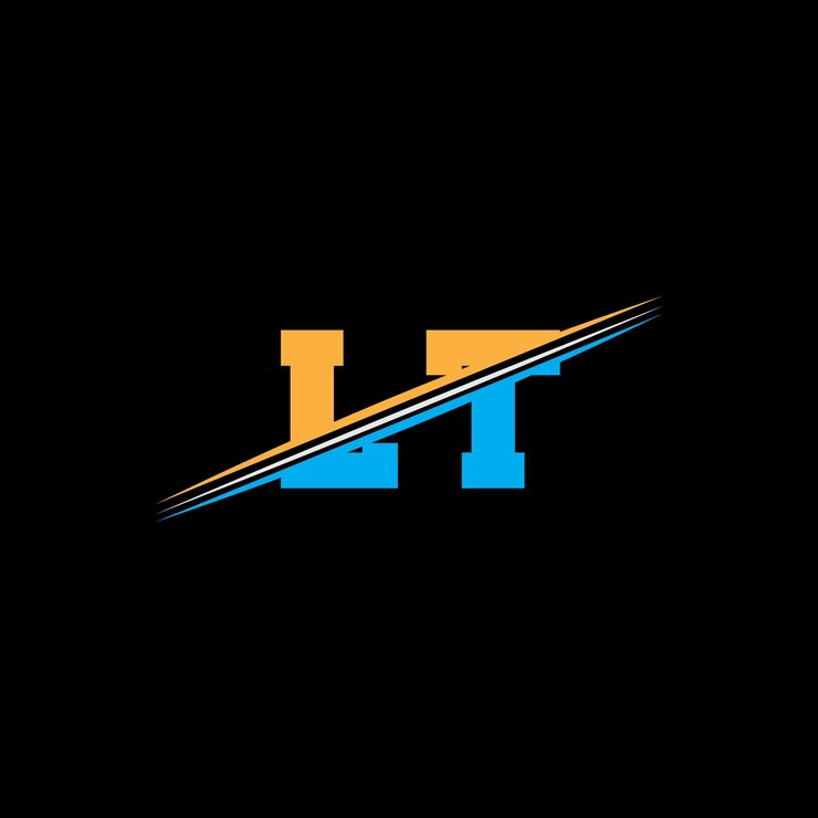 Vector diseño del logotipo de letras geométricas modernas lt con colores naranja y azul