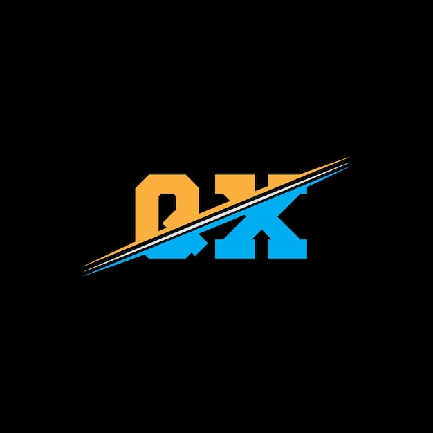 Diseño de logotipo de letras geométricas modernas QX con colores naranja y azul