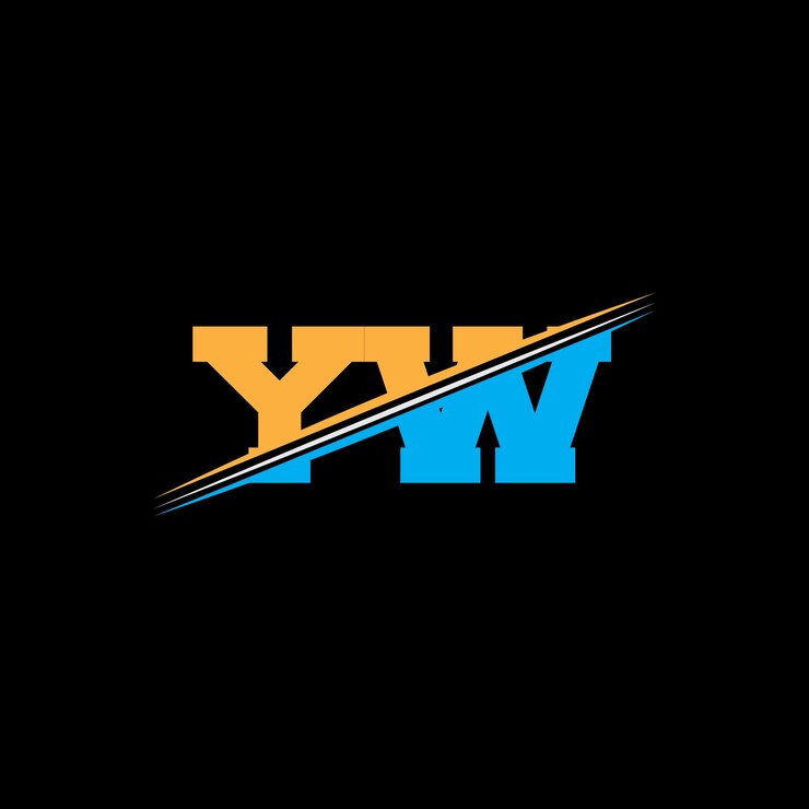 Vector diseño de logotipo de letras geométricas modernas yw con colores naranja y azul
