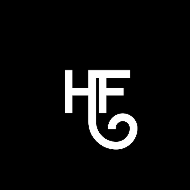 Diseño del logotipo con letras HF sobre fondo negro HF iniciales creativas concepto del logotipo de letras hf diseño de letras HF diseño de letras blancas sobre fondo negro logotipo H F h f