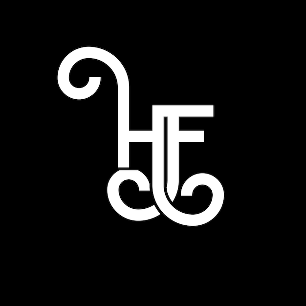 Diseño del logotipo con letras HF sobre fondo negro HF iniciales creativas concepto del logotipo de letras hf diseño de letras HF diseño de letras blancas sobre fondo negro logotipo H F h f