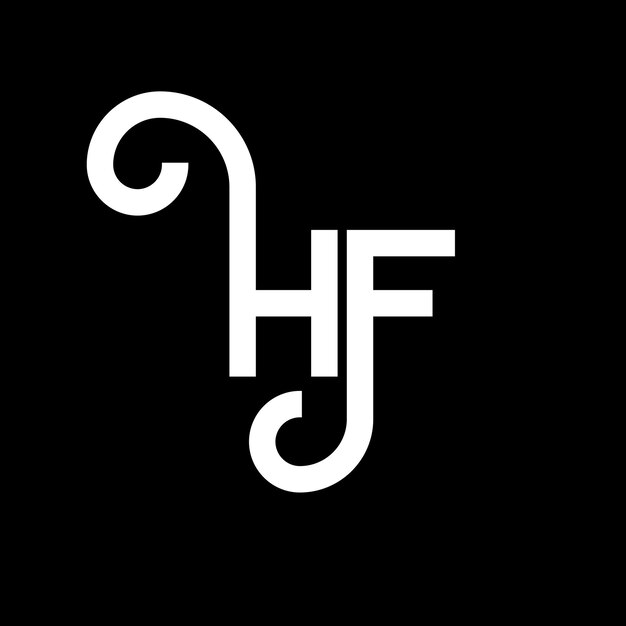 Diseño del logotipo con letras HF sobre fondo negro HF iniciales creativas concepto del logotipo de letras hf diseño de letras HF diseño de letras blancas sobre fondo negro logotipo H F h f