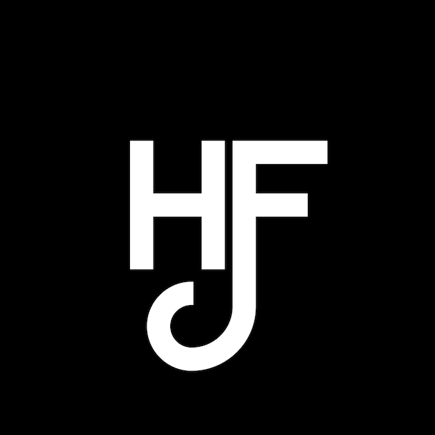 Diseño del logotipo con letras HF sobre fondo negro HF iniciales creativas concepto del logotipo de letras hf diseño de letras HF diseño de letras blancas sobre fondo negro logotipo H F h f