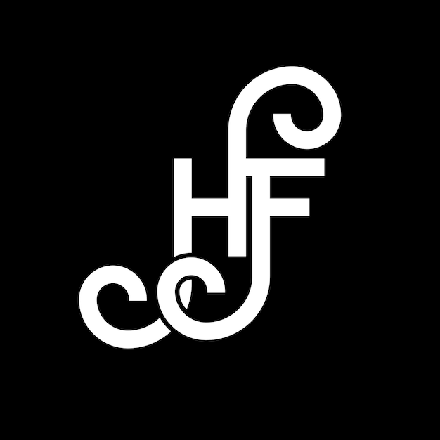 Diseño del logotipo con letras HF sobre fondo negro HF iniciales creativas concepto del logotipo de letras hf diseño de letras HF diseño de letras blancas sobre fondo negro logotipo H F h f