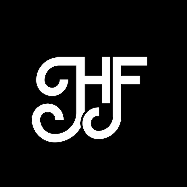 Diseño del logotipo con letras HF sobre fondo negro HF iniciales creativas concepto del logotipo de letras hf diseño de letras HF diseño de letras blancas sobre fondo negro logotipo H F h f
