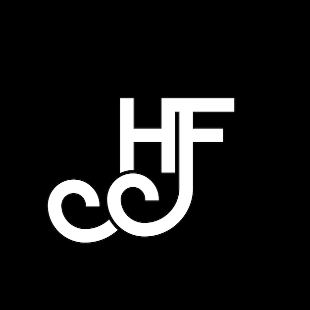 Diseño del logotipo con letras HF sobre fondo negro HF iniciales creativas concepto del logotipo de letras hf diseño de letras HF diseño de letras blancas sobre fondo negro logotipo H F h f