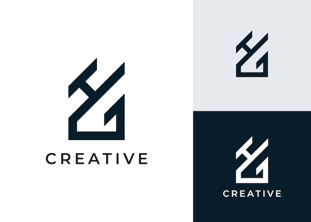 Diseño del logotipo de las letras HG GH