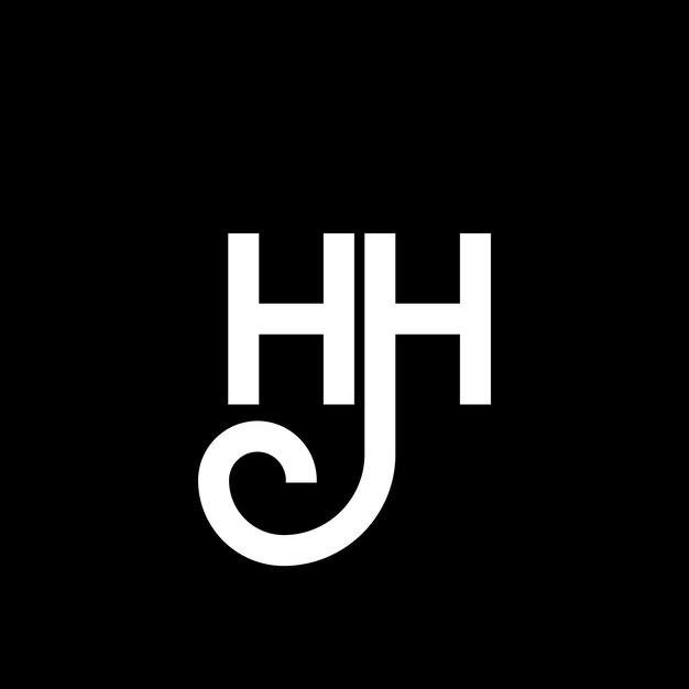 Diseño del logotipo con letras HH en fondo negro HH iniciales creativas concepto del logotipo de letras hh diseño de letras HH diseño de letras blancas en fondo negro logotipo H H h H