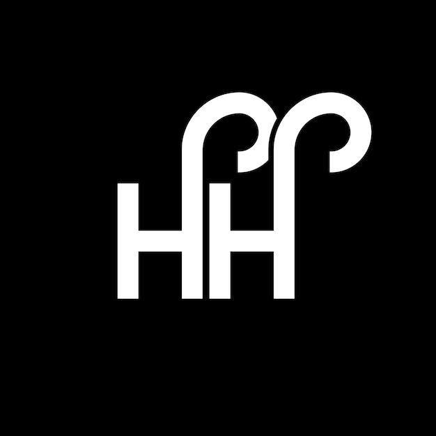 Diseño del logotipo con letras HH en fondo negro HH iniciales creativas concepto del logotipo de letras hh diseño de letras HH diseño de letras blancas en fondo negro logotipo H H h H