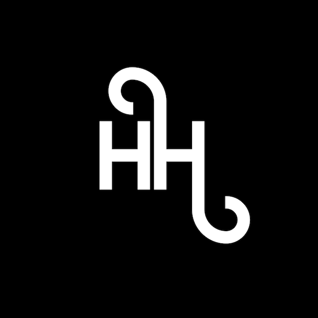 Diseño del logotipo con letras HH en fondo negro HH iniciales creativas concepto del logotipo de letras hh diseño de letras HH diseño de letras blancas en fondo negro logotipo H H h H