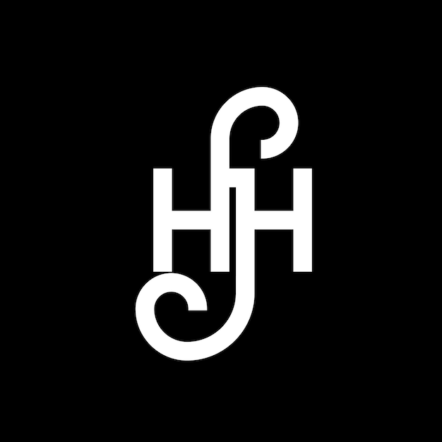 Diseño del logotipo con letras HH en fondo negro HH iniciales creativas concepto del logotipo de letras hh diseño de letras HH diseño de letras blancas en fondo negro logotipo H H h H