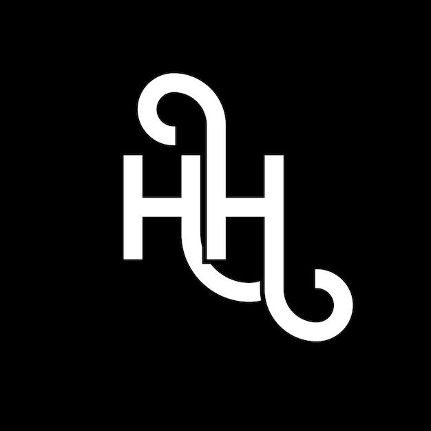Diseño del logotipo con letras HH en fondo negro HH iniciales creativas concepto del logotipo de letras hh diseño de letras HH diseño de letras blancas en fondo negro logotipo H H h H