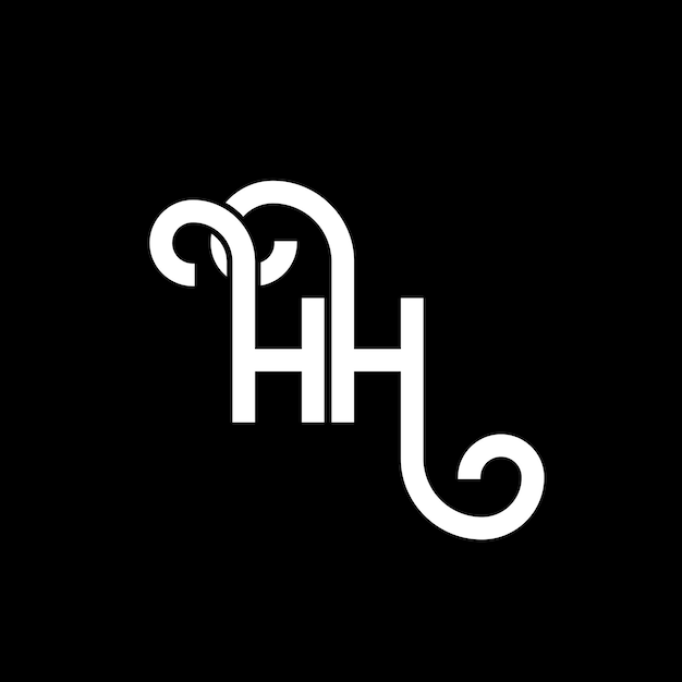 Diseño del logotipo con letras HH en fondo negro HH iniciales creativas concepto del logotipo de letras hh diseño de letras HH diseño de letras blancas en fondo negro logotipo H H h H