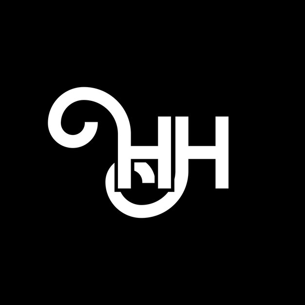 Diseño del logotipo con letras HH en fondo negro HH iniciales creativas concepto del logotipo de letras hh diseño de letras HH diseño de letras blancas en fondo negro logotipo H H h H