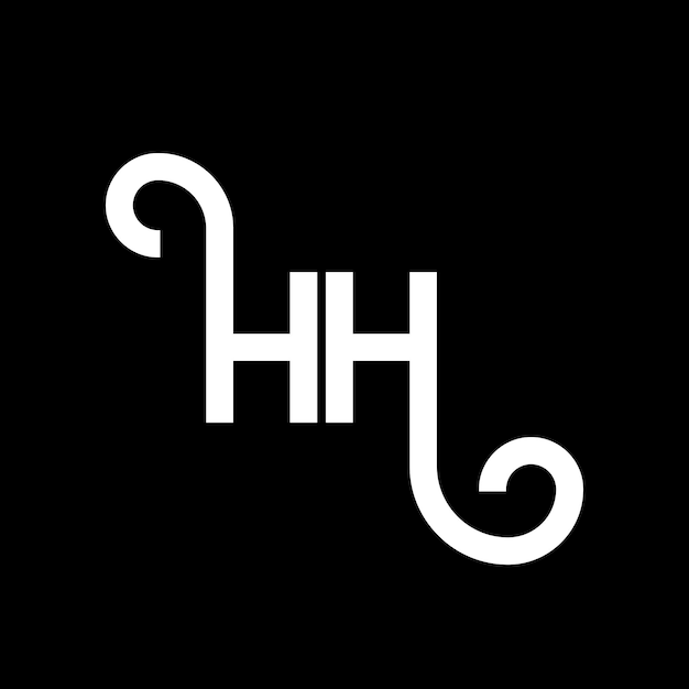 Diseño del logotipo con letras HH en fondo negro HH iniciales creativas concepto del logotipo de letras hh diseño de letras HH diseño de letras blancas en fondo negro logotipo H H h H