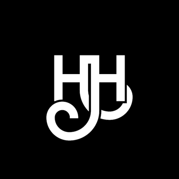 Diseño del logotipo con letras HH en fondo negro HH iniciales creativas concepto del logotipo de letras hh diseño de letras HH diseño de letras blancas en fondo negro logotipo H H h H