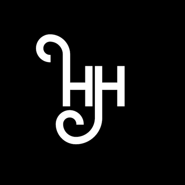 Diseño del logotipo con letras HH en fondo negro HH iniciales creativas concepto del logotipo de letras hh diseño de letras HH diseño de letras blancas en fondo negro logotipo H H h H