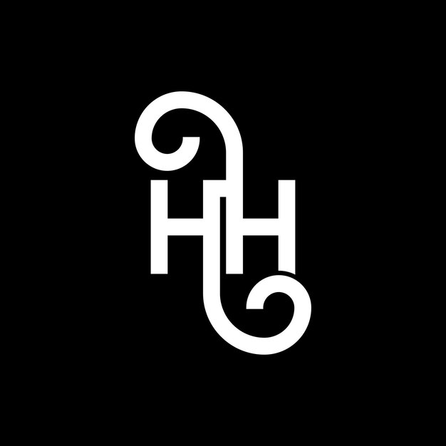 Diseño del logotipo con letras HH en fondo negro HH iniciales creativas concepto del logotipo de letras hh diseño de letras HH diseño de letras blancas en fondo negro logotipo H H h H