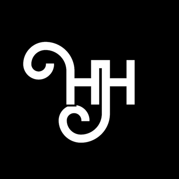 Diseño del logotipo con letras HH en fondo negro HH iniciales creativas concepto del logotipo de letras hh diseño de letras HH diseño de letras blancas en fondo negro logotipo H H h H