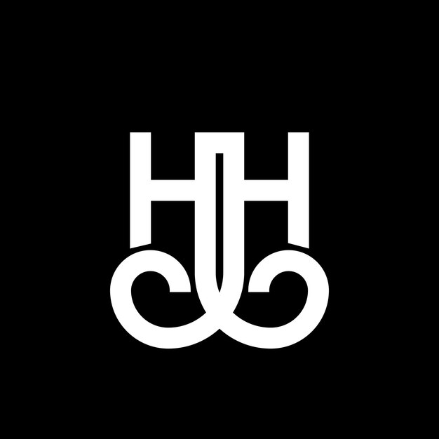 Diseño del logotipo con letras HH en fondo negro HH iniciales creativas concepto del logotipo de letras hh diseño de letras HH diseño de letras blancas en fondo negro logotipo H H h H