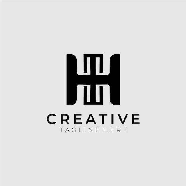 Diseño de logotipo de letras HH Ilustración de concepto de letra en blanco y negro simple y creativa
