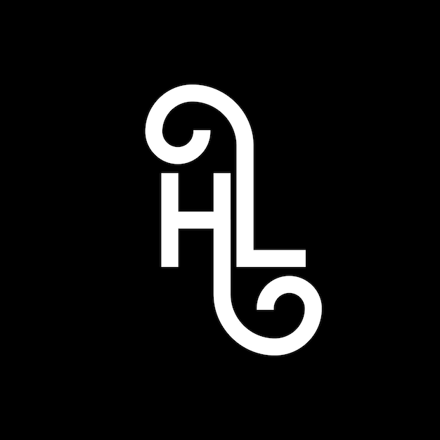 Diseño del logotipo con letras HL sobre fondo negro HL iniciales creativas concepto del logotipo de letras hl diseño de letras HL diseño de letras blancas sobre fondo negro logotipo H L h l