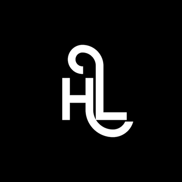 Vector diseño del logotipo con letras hl sobre fondo negro hl iniciales creativas concepto del logotipo de letras hl diseño de letras hl diseño de letras blancas sobre fondo negro logotipo h l h l