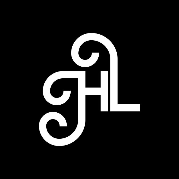 Diseño del logotipo con letras HL sobre fondo negro HL iniciales creativas concepto del logotipo de letras hl diseño de letras HL diseño de letras blancas sobre fondo negro logotipo H L h l