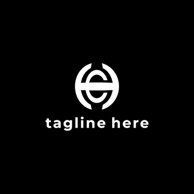 diseño de logotipo de letras iniciales hc en blanco y negro