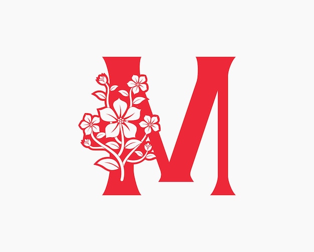 Diseño de logotipo de letras iniciales M de Mona Flower