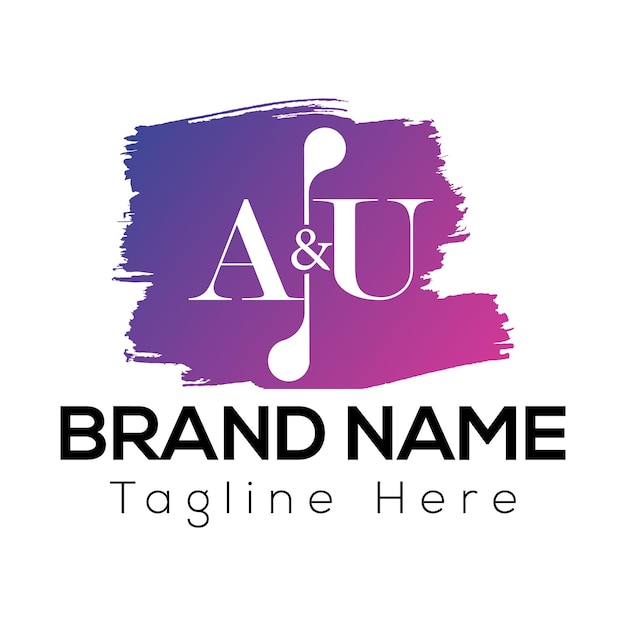 Diseño de logotipo de letras iniciales modernas de letra AU abstracta