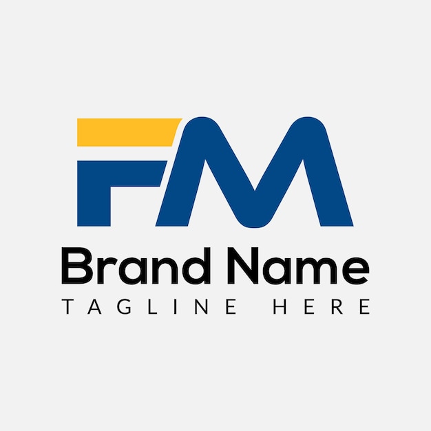 Diseño de logotipo de letras iniciales modernas de letras FM abstractas
