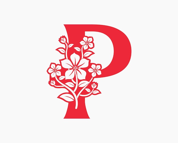 Diseño de logotipo de letras iniciales P de Mona Flower