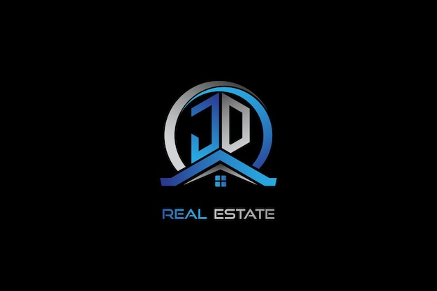 Diseño de logotipo de letras inmobiliarias JD para la construcción o la casa Logotipo de letras inmuebles JD vectorial