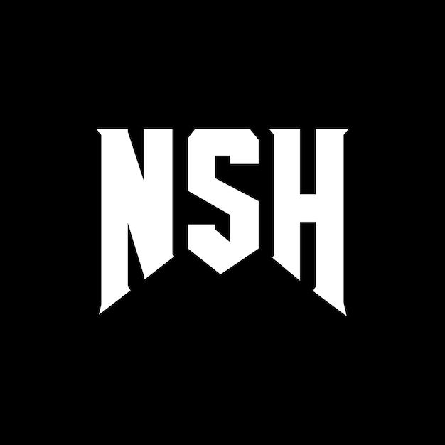 Diseño de logotipo de letras NSH para la compañía de tecnología Diseño del logotipo NSH combinación de colores blanco y negro Logotipo NSH vector diseño NSH icono NSH alfabeto NSH tipografía diseño del logotipo