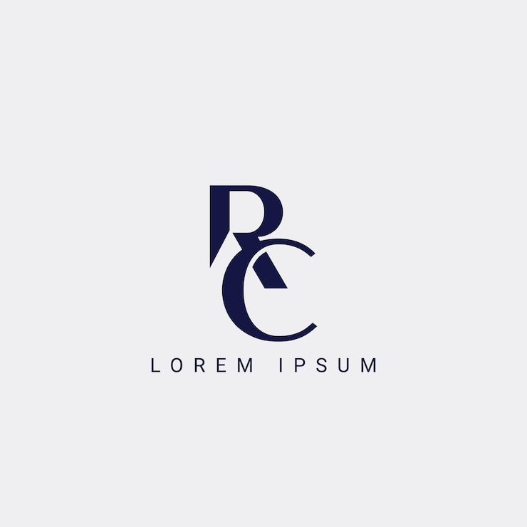 Vector diseño del logotipo de las letras rc c en colores negros letras creativas modernas ilustración del logotipo del icono vectorial