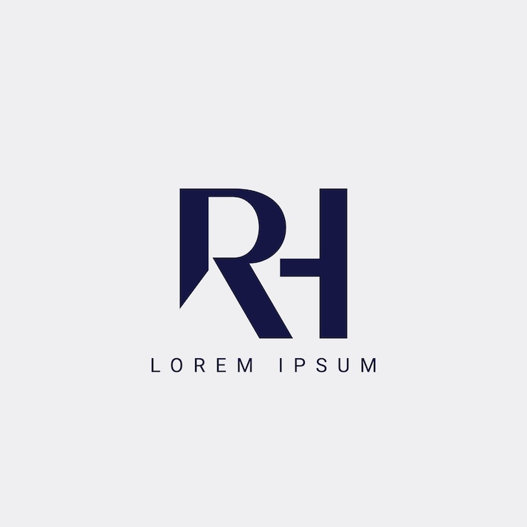Vector diseño del logotipo de las letras rh rh en colores negros letras modernas creativas ilustración del logotipo del icono vectorial