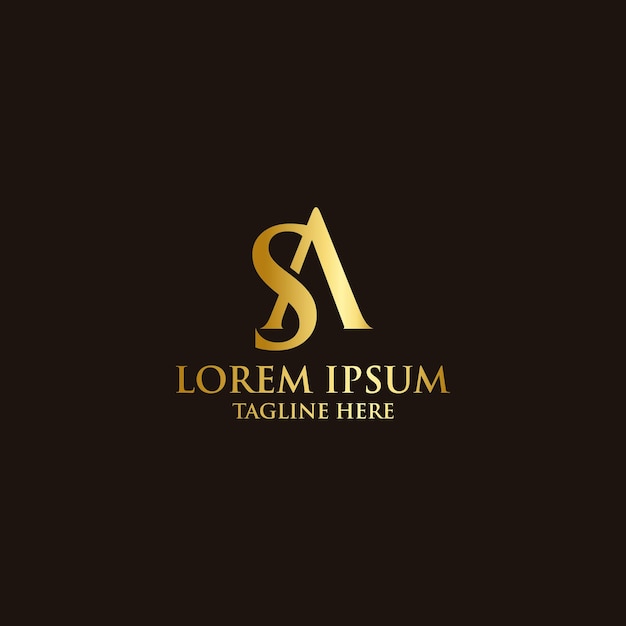 Vector diseño de logotipo de letras sa premium creativo de lujo profesional un logotipo negro y dorado con las letras