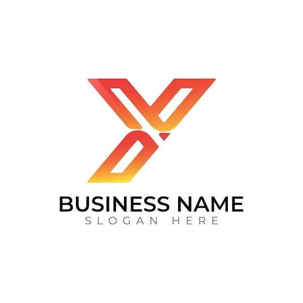 Diseño de logotipo de letras vectoriales abstractas 3D con gradiente Y