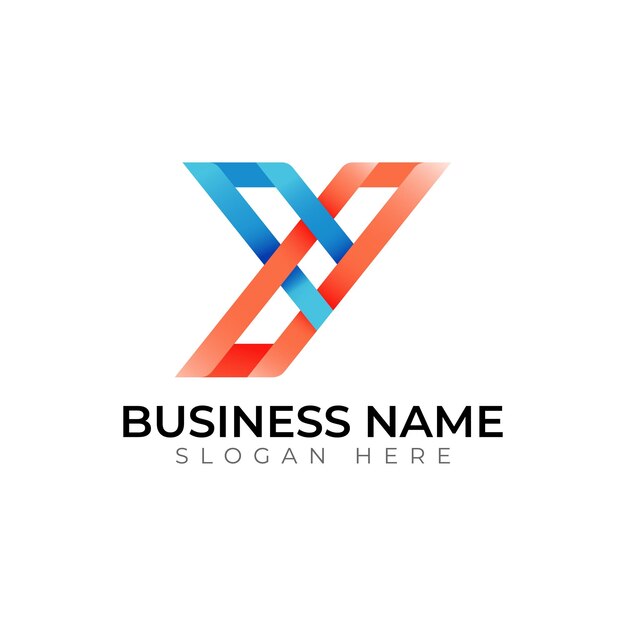Diseño de logotipo de letras vectoriales abstractas 3D con gradiente Y
