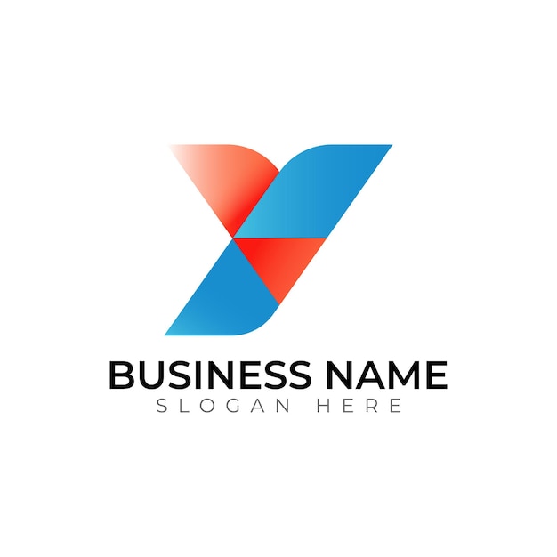 Diseño de logotipo de letras vectoriales abstractas 3D con gradiente Y