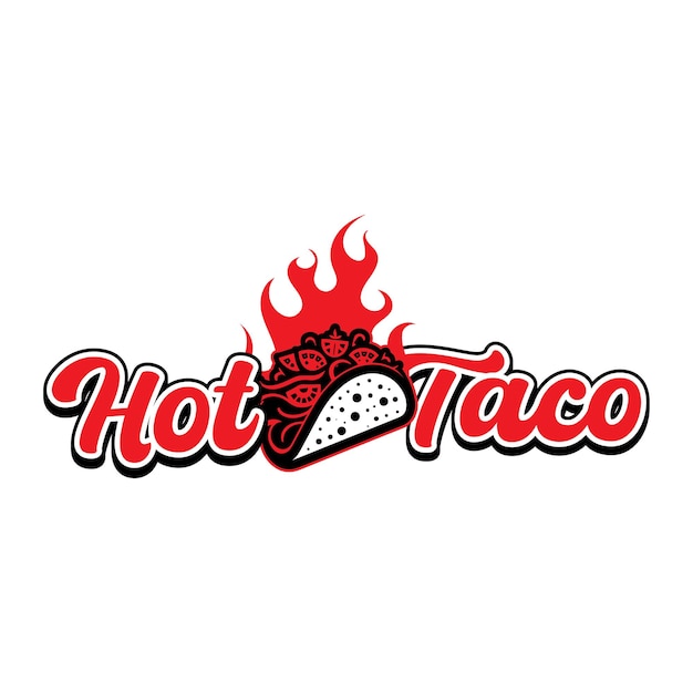 Vector diseño del logotipo y el letrero de hot taco