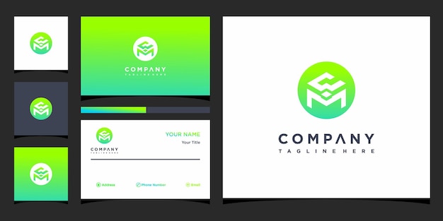 Diseño de logotipo Letter CWM y tarjeta de visita Premium Vector