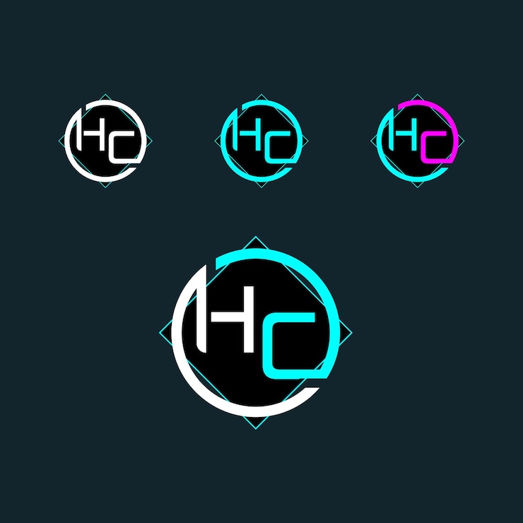 Vector diseño de logotipo letter hc o ch con forma moderna