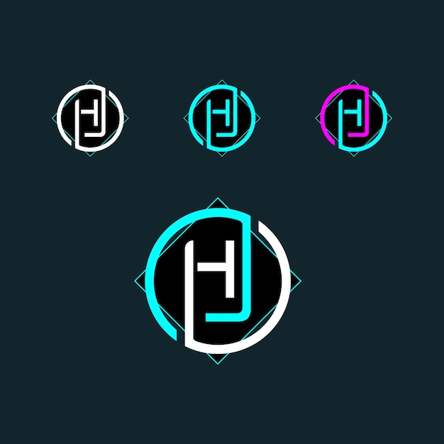 Diseño de logotipo Letter HJ o JH con forma moderna