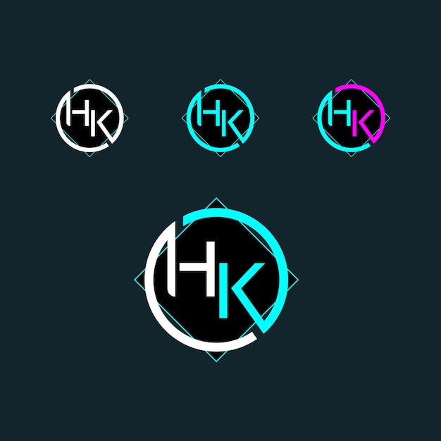 Diseño de logotipo Letter HK o KH con forma moderna