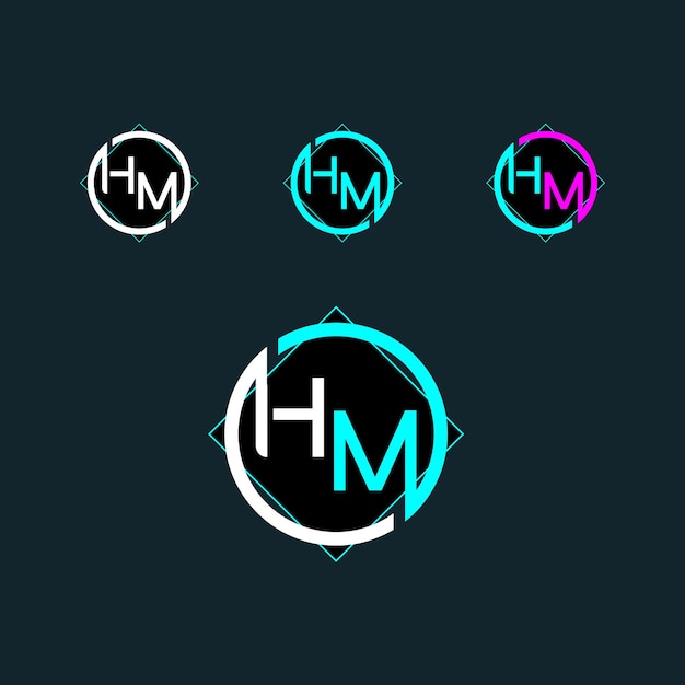 Diseño de logotipo Letter HM o MH con forma moderna